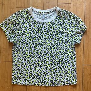 Z Supply White and Yellow Leopard Print Tee